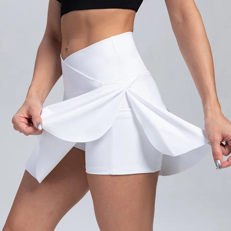 Women Tennis Skirts With Shorts High Waist Inner Pocket