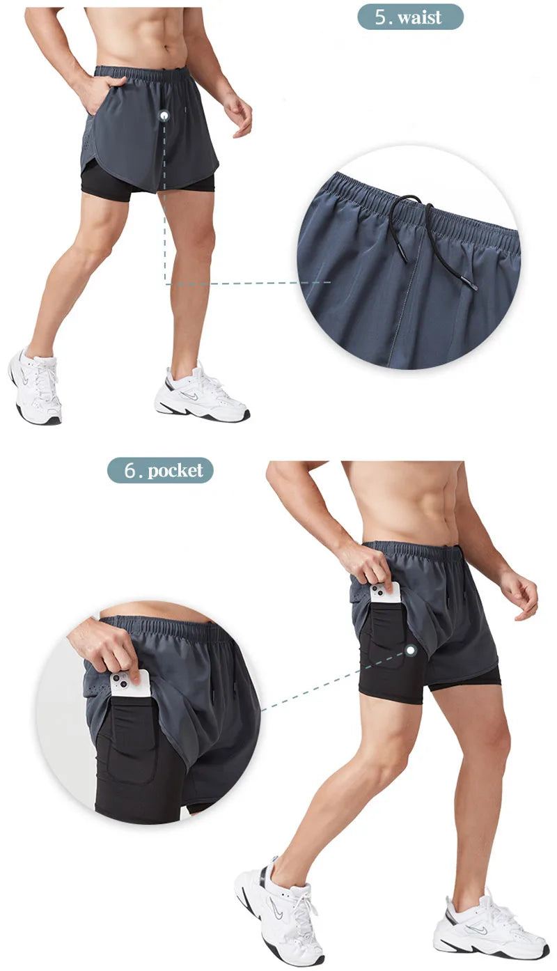 Men Sportswear Double-deck Training Short