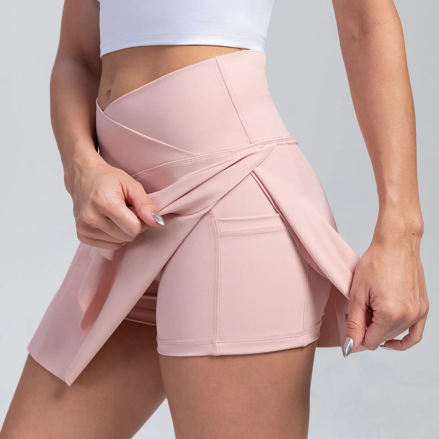 Women Tennis Skirts With Shorts High Waist Inner Pocket