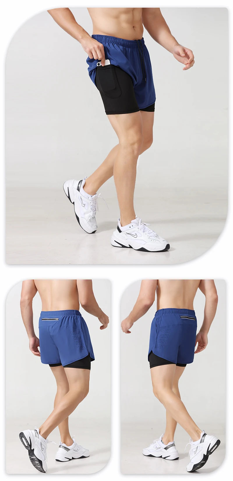 Men Sportswear Double-deck Training Short