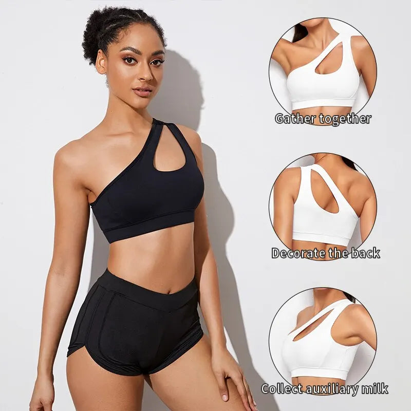 Women Sports Bra - Push Up Fitness Bras One Shoulder