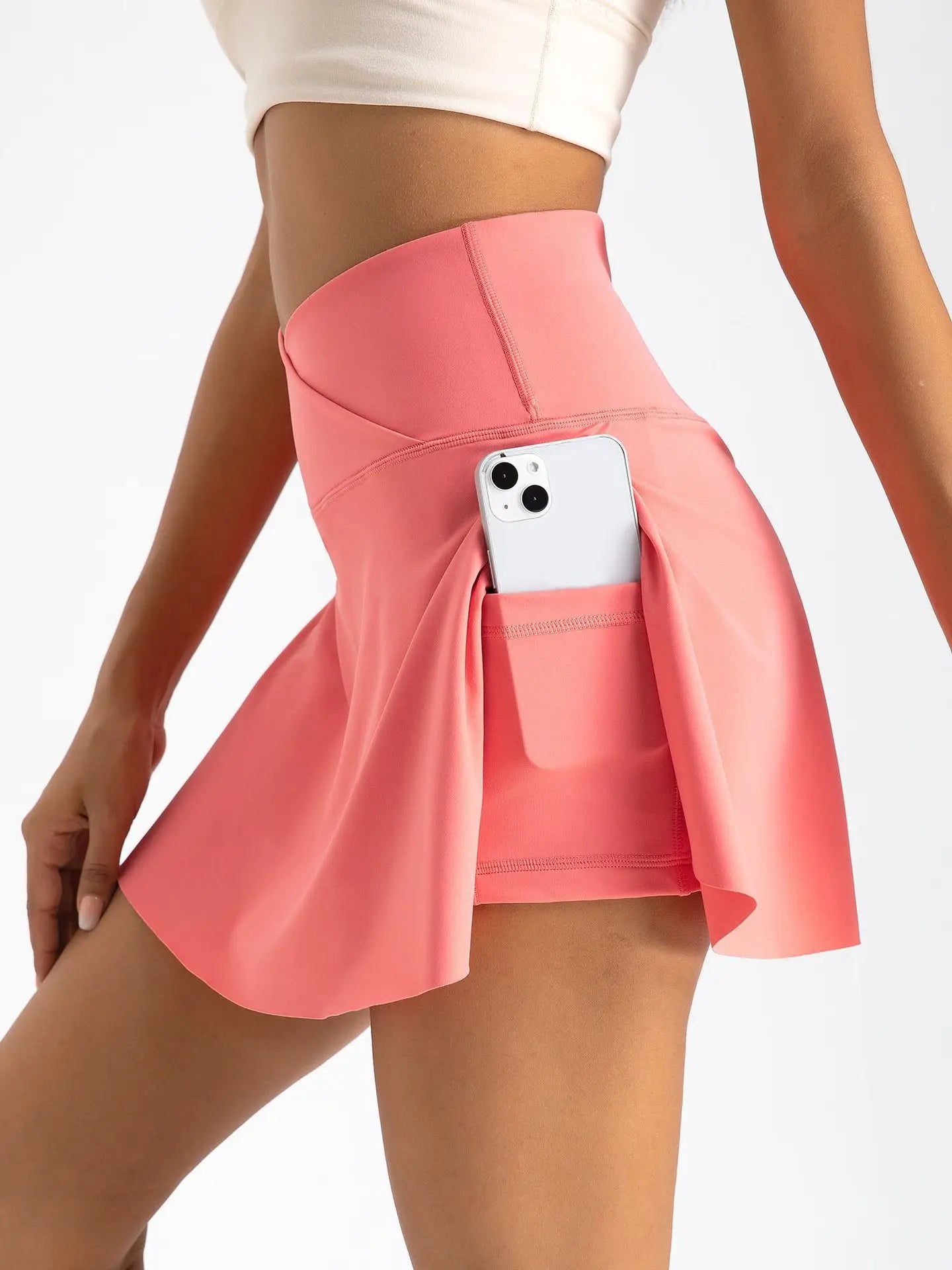 Women Tennis Skirts With Shorts High Waist Inner Pocket